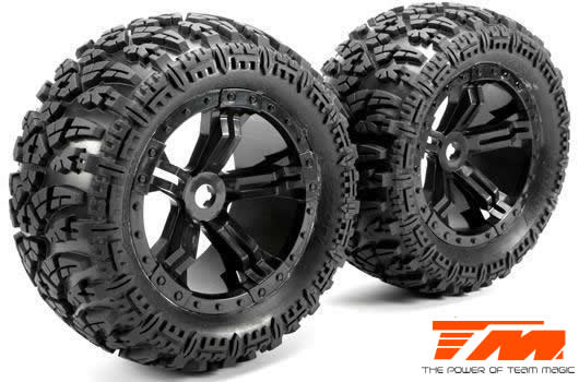 Team Magic - TM505313BK - Tires - Monster Truck - mounted - Splinned Wheel Hub - E6 III BES (2 pcs)