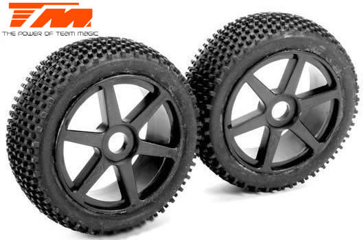 Team Magic - TM561495BK - Gomme - 1/8 Buggy - montato - Cerchi Neri - 17mm hex - Medium (2 pzi)