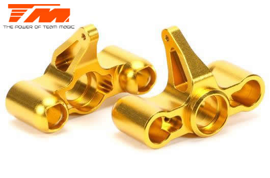 Team Magic - TM505235GD - Option Part - E6 Trooper / Trooper II / E6 III - Aluminum Gold anodized - CNC Machined Steering Block (2 pcs)