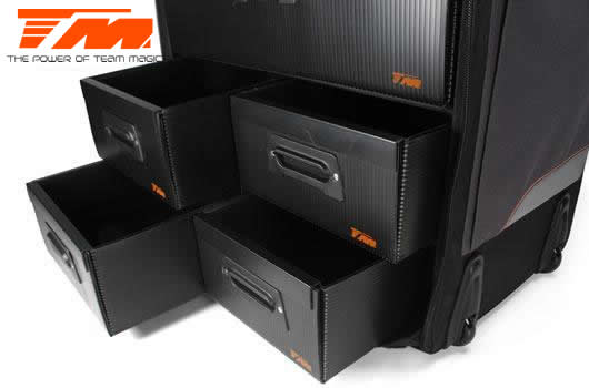 Sac - Transport - Team Magic 1:8 F8 Supra - sans table / avec tiroirs plastique et roulettes