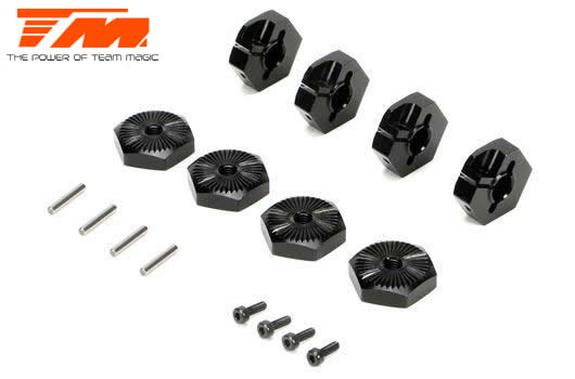 Team Magic - TM510176BK - Option Part - E5 - Clamp Type Wheel Hexes 17mm - Black (4 pcs)