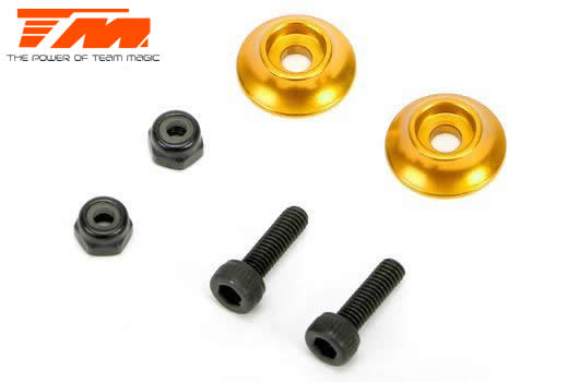 Team Magic - TM510185AGD - Option Part - E5 - Aluminium Rear Wing Buttons - Gold (2 pcs)