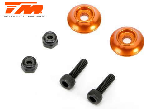 Team Magic - TM510185AO - Option Part - E5 - Aluminium Rear Wing Buttons - Orange (2 pcs)