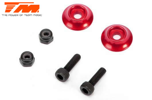 Team Magic - TM510185AR - Option Part - E5 - Aluminium Rear Wing Buttons - Red (2 pcs)