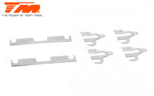 Team Magic - TM507614 - Option Part - E4RS4 - Suspension Mount Spacer Set 0.25mm V2 (2 pcs FF/RR and 4 pcs FR/RF)