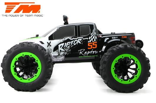 Auto - Monster Truck Electrique - 4WD - RTR - Brushless 2250KV - 6S - Etanche - TM E6 RAPTOR - Noir/Vert