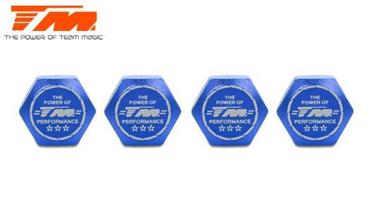 Team Magic - TM111168B - Wheel Nuts - 1/8 Buggy - 17mm - TM Serrated Dirt Shield Wheel Nuts - Blue (4 pcs)