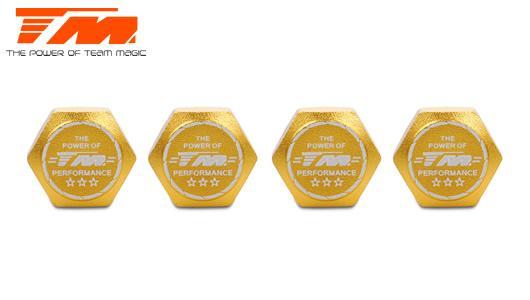 Team Magic - TM111168GD - Wheel Nuts - 1/8 Buggy - 17mm - TM Serrated Dirt Shield Wheel Nuts - Gold (4 pcs)