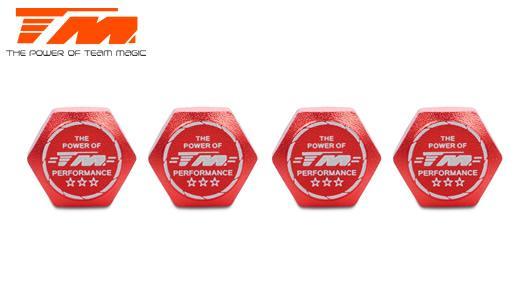 Team Magic - TM111168R - Wheel Nuts - 1/8 Buggy - 17mm - TM Serrated Dirt Shield Wheel Nuts - Red (4 pcs)