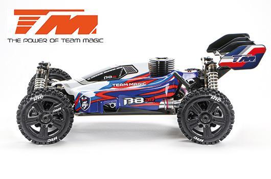 Team Magic - TM560014R - Auto - 1/8 Nitro - 4WD Buggy - RTR - Tirette - Team Magic B8JR RED + Bulldog Tires