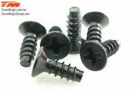 Screws - Flat Head - Self Tapping - 3 x  8mm (6 pcs)