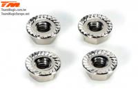 Wheel Nuts - M4 serrated flanged - Silver (4 pcs)