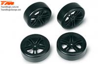 Gomme - 1/10 Drift - montato - Cerchi 5 Spoke Neri - 12mm Hex - Hard (4 pzi)