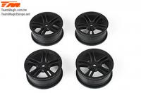 Wheels - 1/10 Drift - 5 Spoke - 12mm Hex - Black - Baked Coating (4 pcs)