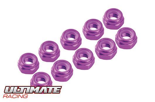 Ultimate Racing - UR1502-PK - 3 mm. ALU. NYLON NUT PINK (10pcs)