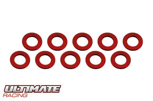 Ultimate Racing - UR1504-R - ALUMINUM SHIM  (3x6x0.5mm)   RED (10pcs)