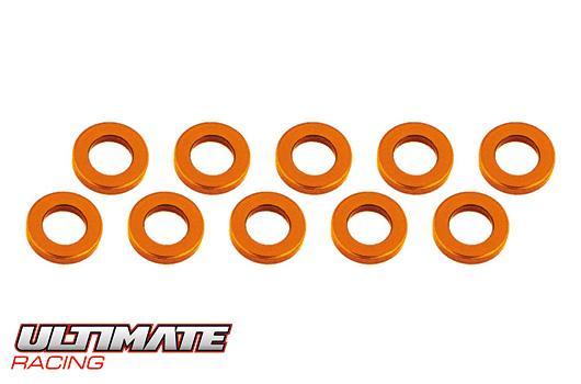 Ultimate Racing - UR1505-G - ALUMINUM SHIM  (3x6x1mm)   ORANGE (10pcs)