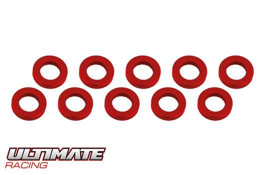 Ultimate Racing - UR1505-R - ALUMINUM SHIM  (3x6x1mm)   RED (10pcs)