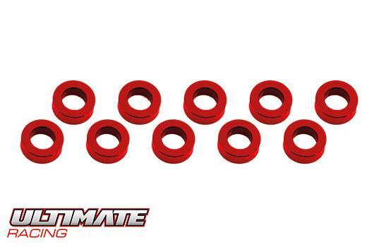 Ultimate Racing - UR1506-R - ALUMINUM SHIM  (3x6x2mm)   RED (10pcs)