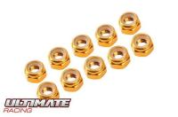 3 mm. ALU. NYLON NUT GOLD (10pcs)