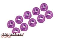 3 mm. ALU. NYLON NUT PINK (10pcs)