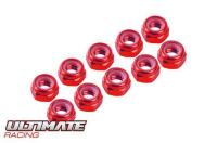 3 mm. ALU. NYLON NUT RED (10pcs)