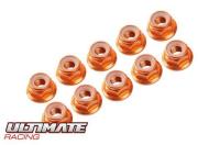 3MM. ALU. NYLON NUT W/FLANGED GOLD (10pcs)
