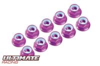 3MM. ALU. NYLON NUT W/FLANGED PINK (10pcs)