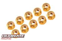 4 mm. ALU. NYLON NUT GOLD (10 pcs)