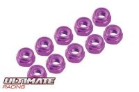 4 mm. ALU. NYLON NUT PINK (10 pcs)