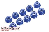 4 mm. ALU. NYLON NUT W/FLANGE BLUE (10 pcs)