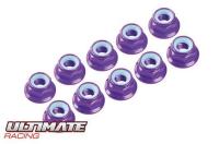 4 mm. ALU. NYLON NUT W/FLANGE PURPLE (10 pcs)