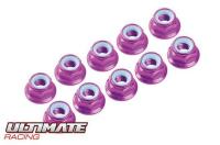 4 mm. ALU. NYLON NUT W/FLANGE PINK (10 pcs)