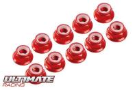 4 mm. ALU. NYLON NUT W/FLANGE RED (10 pcs)