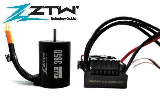 ZTW by HRC Racing - ZTW1106031 - Electronic Speed Controller COMBO 1/10 - Brushless - Beast SL 60A G2 - Motor 3650 4350KV